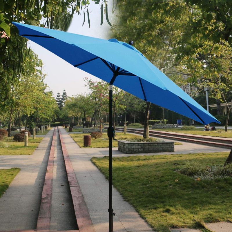 Photo 2 of 9Ft Patio Umbrella Outdoor Table Umbrella with 8 Sturdy Ribs (Blue)
