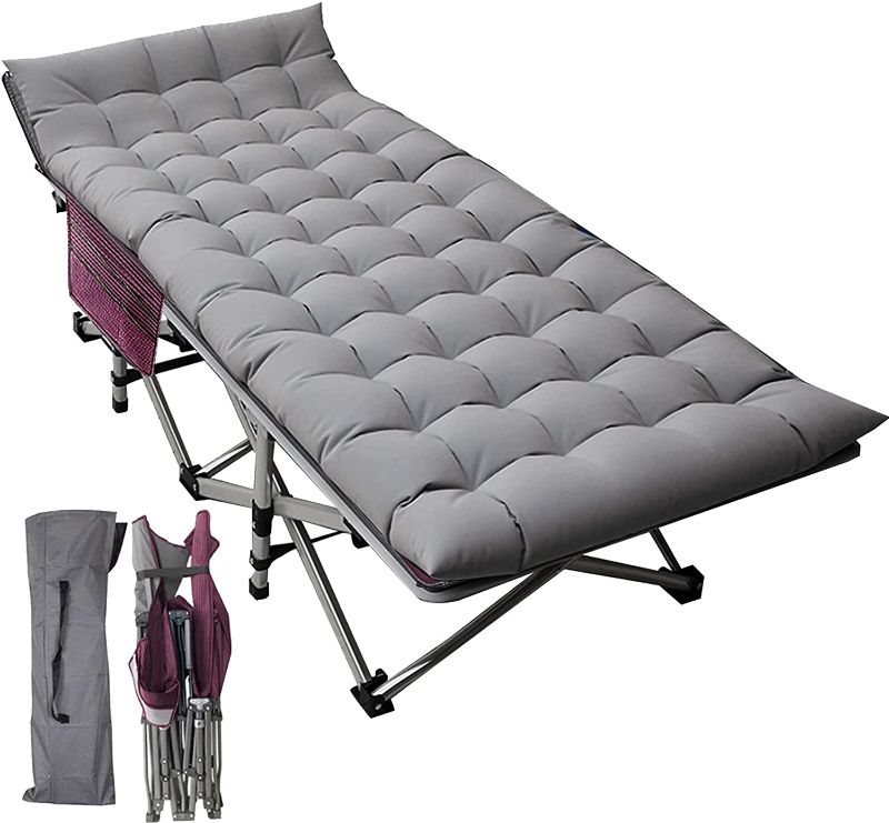 Photo 2 of ABCamping Cots Adults, Updated Folding Cots Portable, Heavy Duty Sleeping Cots for Heavy People, with Carrying Bag (75" L x 28" W, )
**STOCK PHOOTO NOT EXACT**
