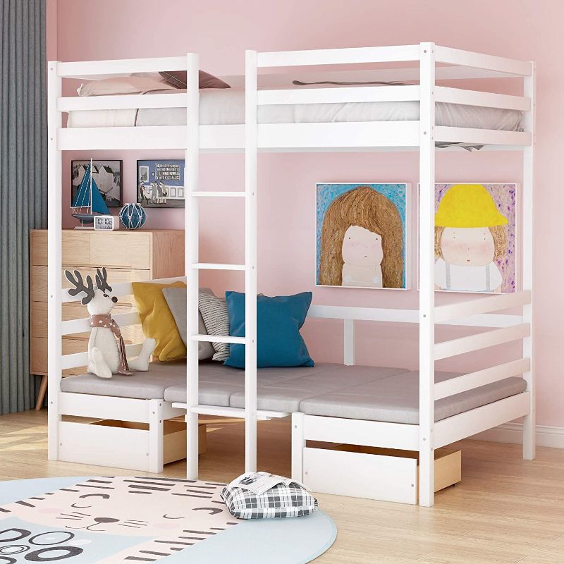 Photo 2 of ACHICOO Simple Exquisite Functional Loft Bed (Turn Into Upper Bed and Down Desk?Cushion Sets are Free), Twin Size, White
**BOX 1 OF 3 ONLY**INCOMPLETE**