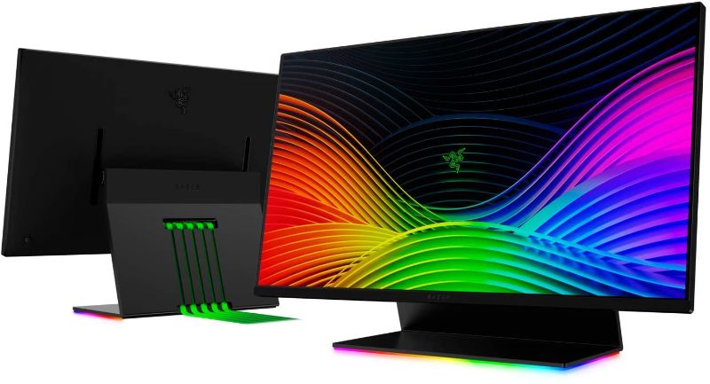 Photo 1 of Razer Raptor 27" Gaming Monitor: WQHD (2560x1440) - IPS-Grade - 144Hz - 1ms Response - HDR 400 - NVIDIA G-Sync Compatible & AMD FreeSync - Solid Aluminum Base - Razer Chroma RGB - 5 Flat Cables in Box
