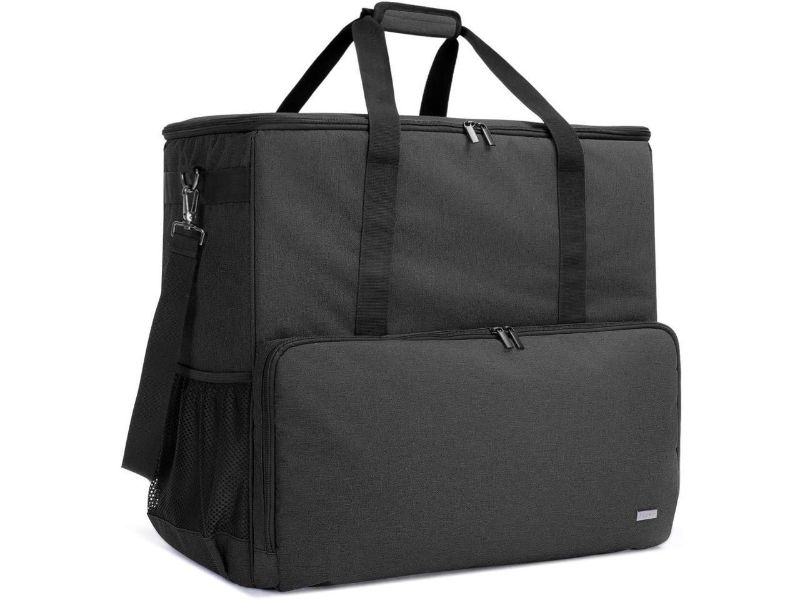 Photo 1 of Curmio Desktop Computer Travel Bag, Carrying Case for Computer Tower PC Chassis, Keyboard, Cable and Mouse, Bag Only, Black
