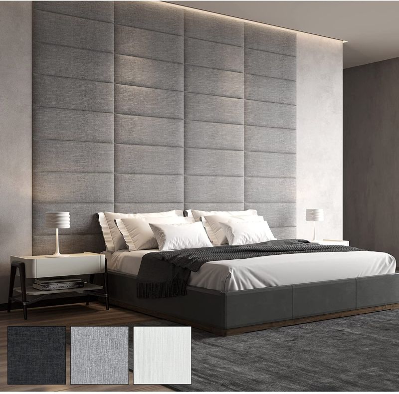 Photo 1 of Art3d Padded Bed Headboard for Queen/Twin/King/Full-Removable-Sized 31.5x11.8inches Pack of 8pcs-Gray, Upholstered Wall Panels for Interior Wall Decor

