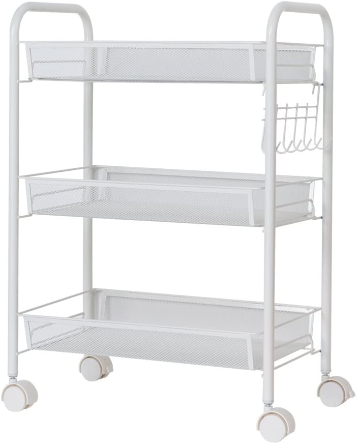 Photo 1 of 3 Tier Mesh Wire Rolling Cart,Kitchen Storage Utility cart,Full Metal Craft Storage Carts with Wheels 