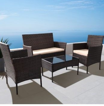 Photo 1 of  4 Pieces Outdoor Patio Indoor Furniture Sets Rattan Chair Wicker Set for Backyard Porch Garden Poolside Balcony
INCOMPLETE// MISSING BOX 