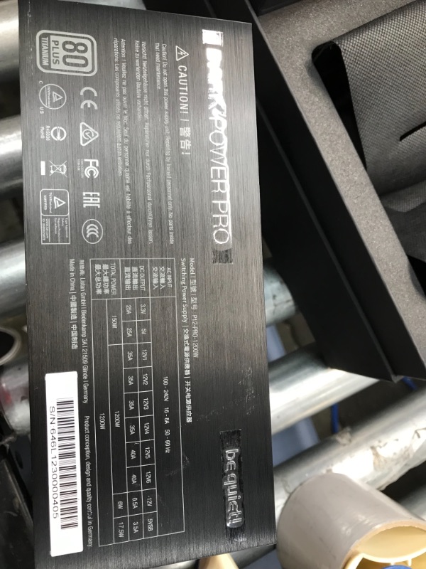 Photo 1 of be quiet! Dark Power Pro 12 1200W, BN646, 80 Plus Titanium Efficiency, Power Supply, ATX, Fully Digital, Modular, virtually inaudible Silent Wings Fan
