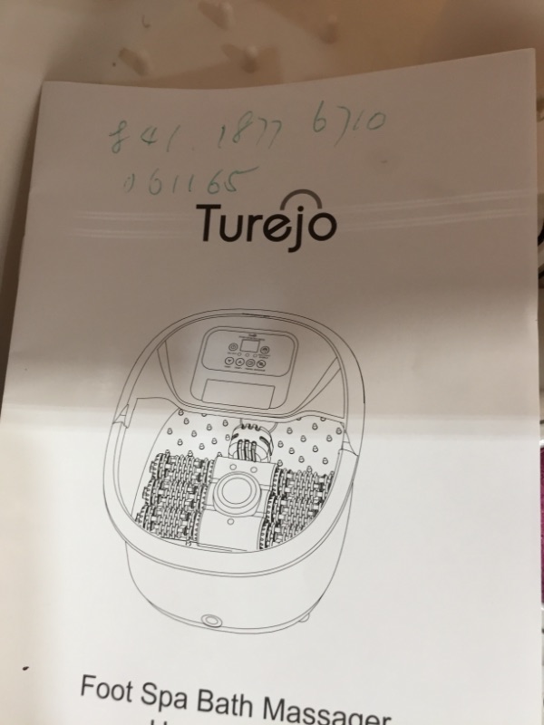 Photo 1 of Turejo Foot Spa Bath Massager with Heat Bubbles, Upgraded 6 Automatic Massage Rollers & Pedicure Attachments, Pumice Stone, Time & Temprature Control, Soothe Your Tired Feet
