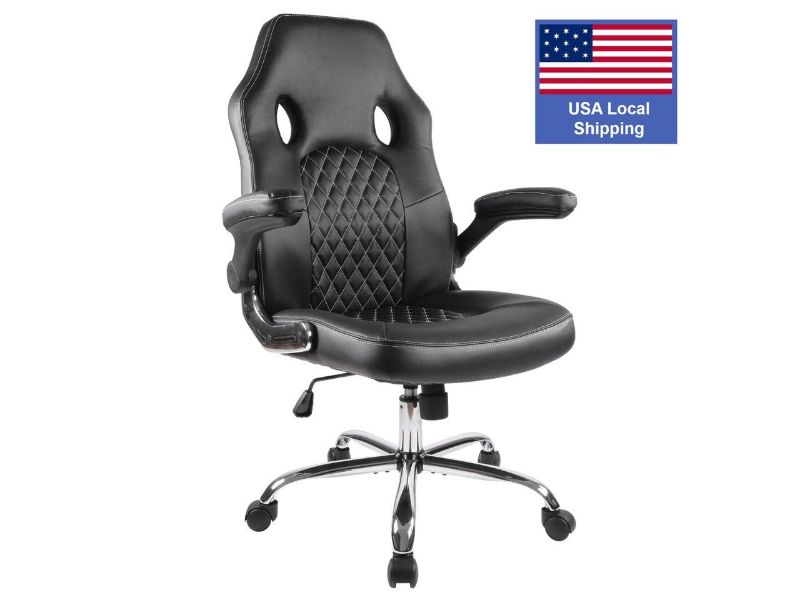 Photo 1 of SMUGDESK Office Chair, Gaming Chair Leather, Computer Desk Chair Task Swivel Executive Chairs High Back with Padded Seat Armrests and Rolling Casters (Black)
