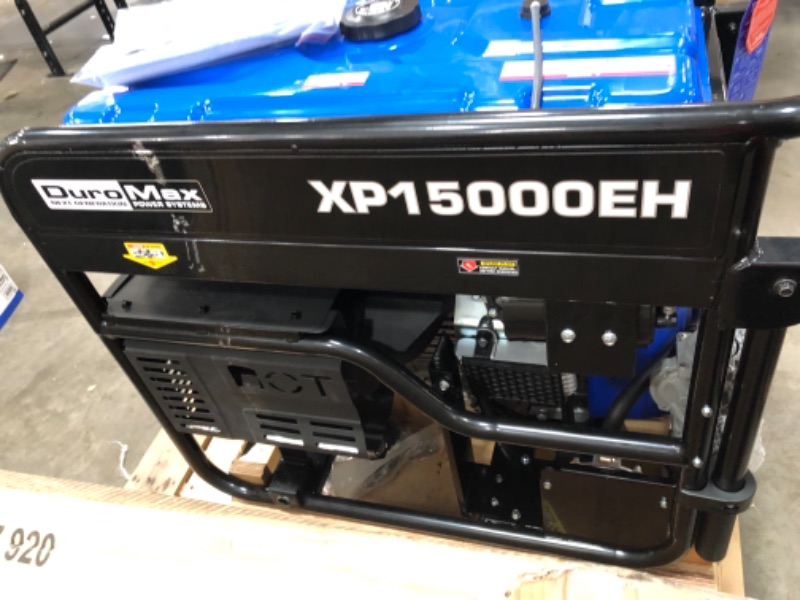 Photo 3 of DuroMax XP15000EH Dual Fuel Portable Generator-15000 Watt Gas or Propane Powered Electric Start-Home Back Up & RV Ready, 50 State Approved, Blue and Black
