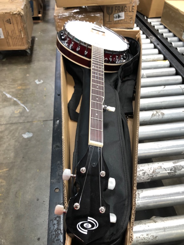 Photo 1 of Pyle, 5 String Resonator Banjo Size 24 Bracket, Geared 5th Professional Instrument w/Remo Drum & Hardwood Back-Full Beginner Starter Kit Gig Bag, Tuner, Picks, Strap, Tools
