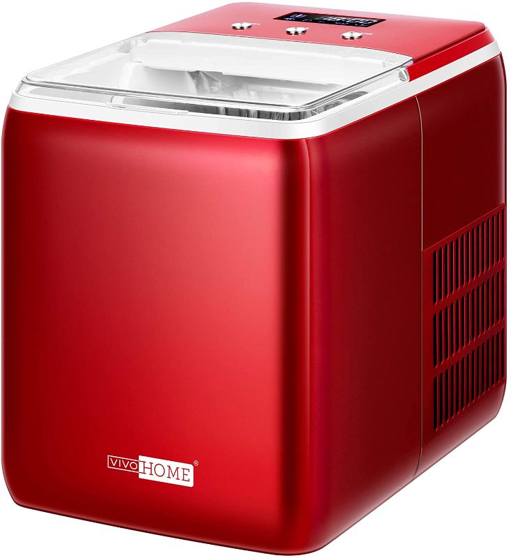 Photo 1 of VIVOHOME Electric Portable Compact Countertop Automatic Ice Cube Maker Machine with Self Cleaning Function and Scoop 44lbs/day Red