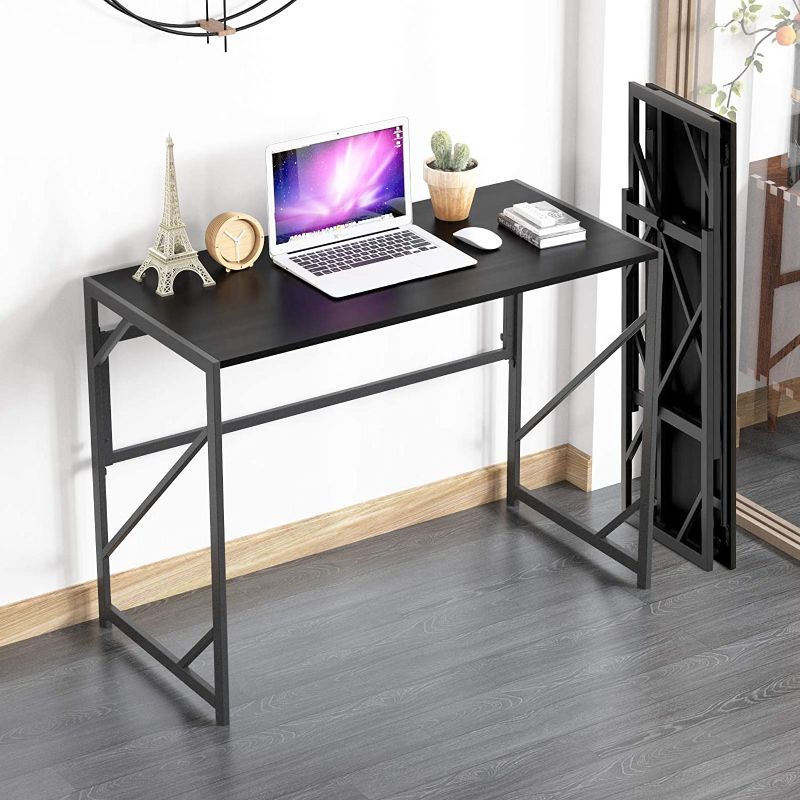 Photo 1 of Elephance Folding Computer Desk 39 inches Study Office Desk for Home Office, No-Assembly Writing Desk Foldable Table for Small Spaces