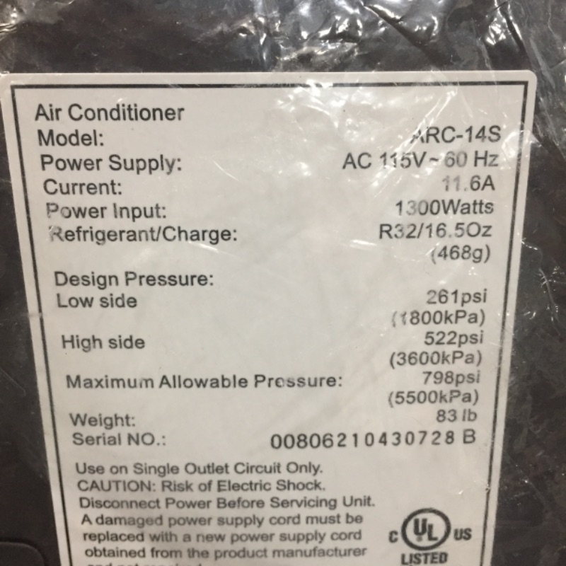 Photo 4 of Whynter ARC-14S 14,000 BTU Dual Hose Portable Air Conditioner, Dehumidifier, Fan with Activated Carbon Filter Plus Storage Bag for Rooms up to 500 sq ft, Platinum and Black
