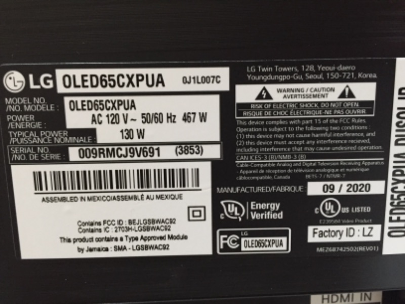 Photo 3 of LG OLED65CXPUA Alexa Built-in CX 65-inch 4K Smart OLED TV (2020 Model)
