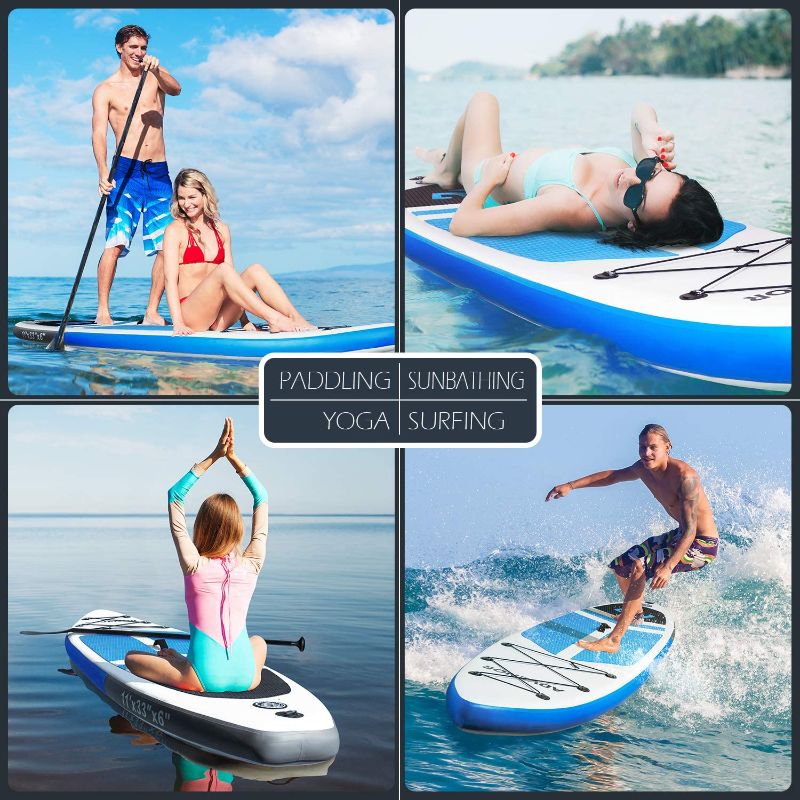 Photo 1 of ADVENOR Paddle Board 11'x33 x6 Extra Wide Inflatable Stand Up Paddle Board with SUP Accessories Including Adjustable Paddle,Backpack,Waterproof Bag,Leash,and Hand Pump,Repair Kit
