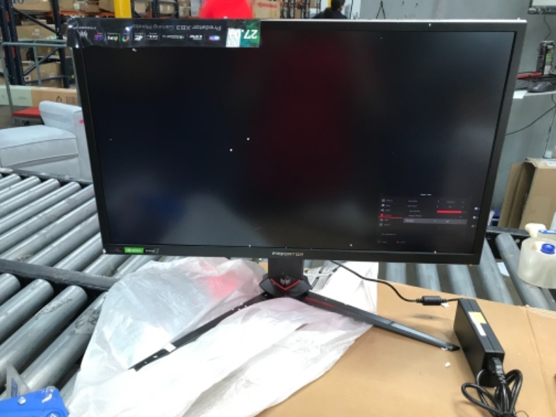 Photo 2 of Acer Predator XB273 Xbmiprzx 27" FHD (1920 x 1080) IPS NVIDIA G-SYNC Gaming Monitor with Up to 0.1ms (G to G), 240Hz, 99% sRGB (1 x Display Port & 1 x HDMI Port), Black
//tested power on 
