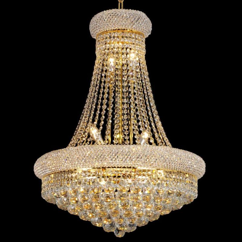 Photo 1 of BEIRIO 13-Lights Golden Finish Classic Empire Style K9 Crystal Chandelier Ceiling Light for Living Room Foyer Dining Room Hallway Bedroom (24×31.5 inch) New Packaging Easy to Install…
