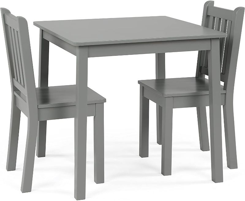 Photo 1 of ***DAMAGED CORNERS*** Humble Crew, Grey Kids Wood Table and 2 Chairs Set, Square

