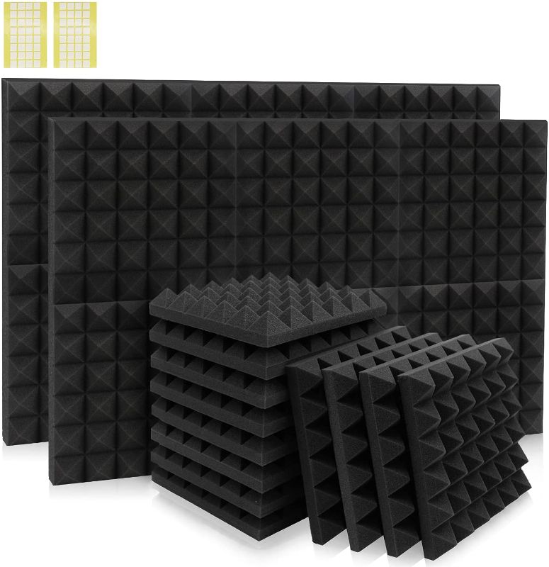 Photo 1 of 24 Pack - Acoustic Panels, 12 x 12 x 2 Inches Soundproof Wall Panels, Studio Foam, Acoustic Foam Panels, Flame Retardant Sound Panels for Acoustic Treatment (12 x 12 x 2 Inches, 24 Pack - Black)...**PREVIOUSLY OPENED**

