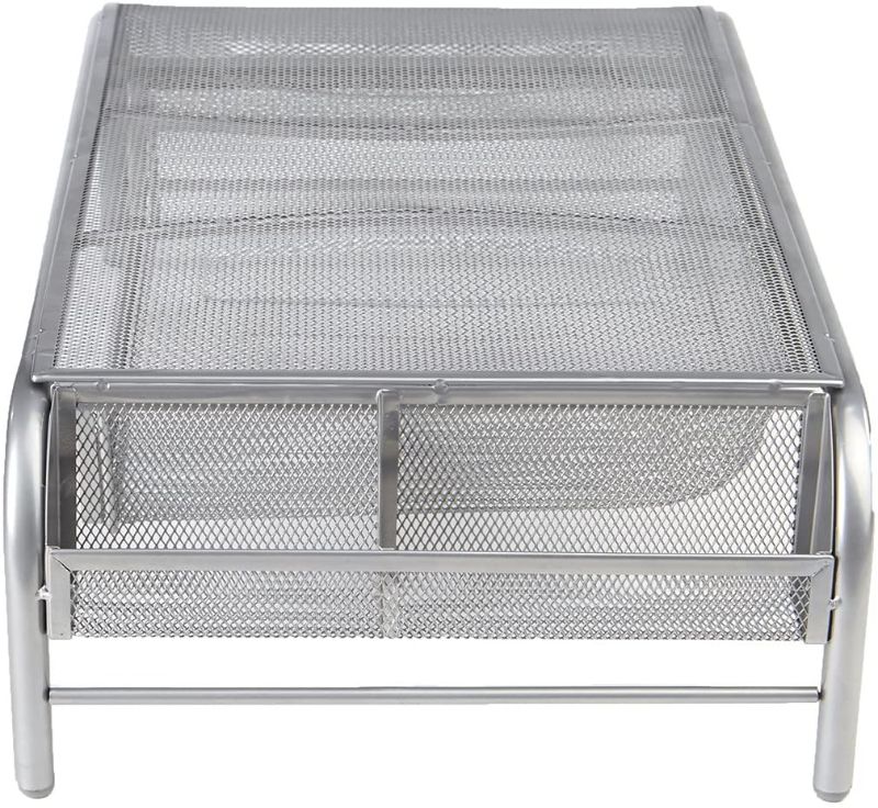 Photo 1 of Mind Reader Metal Mesh Monitor Stand, Silver
