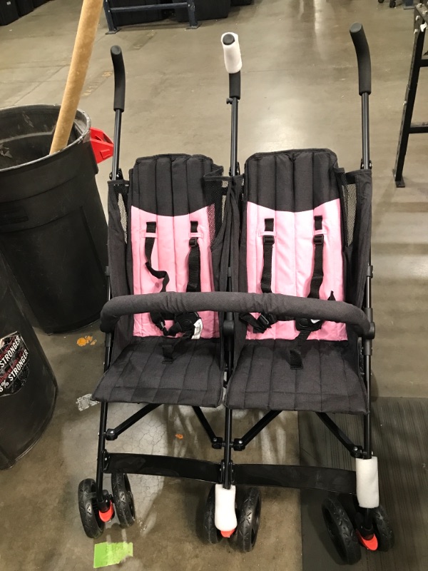 Photo 2 of Dream on Me Volgo Umbrella Stroller Side-by-Side Stroller Double Stroller, Pink
