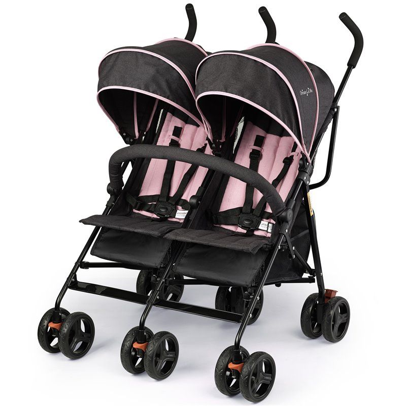 Photo 1 of Dream on Me Volgo Umbrella Stroller Side-by-Side Stroller Double Stroller, Pink
