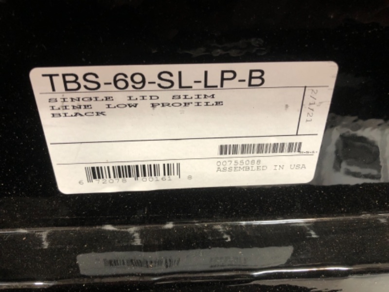 Photo 3 of (scratch/dent damages) 
UWS TBS-69-SL-LP-BLK Black Single Lid Slim Line Aluminum Low Profile Toolbox with Beveled Insulated Lid