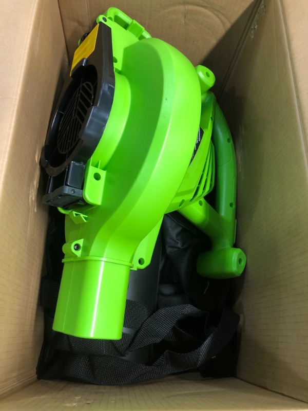 Photo 2 of Greenworks 12 Amp 375 CFM Corded Electric Leaf Blower/Mulcher/Vacuum, 24022