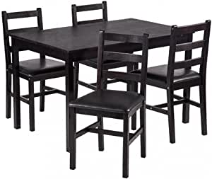 Photo 1 of (MISSING MANUAL; DAMAGED TABLE AND LEGS) 
FDW 5PCS Dining Table Set Pine Wood Kitchen Dinette Table with 4 Chairs
