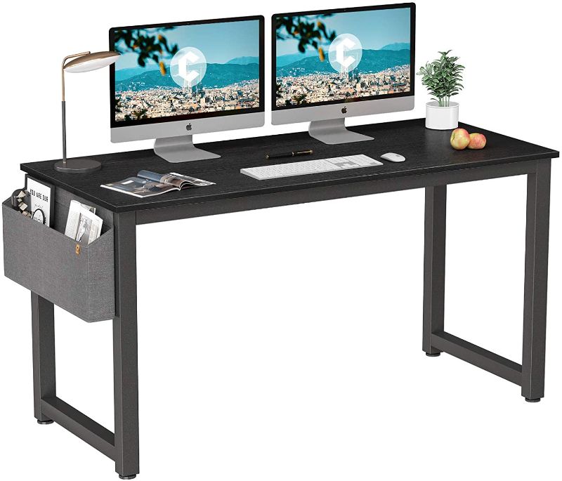 Photo 1 of Cubiker Computer Desk 55" Modern Sturdy Office Desk Large Writing Study Table for Home Office with Extra Strong Legs, Black
