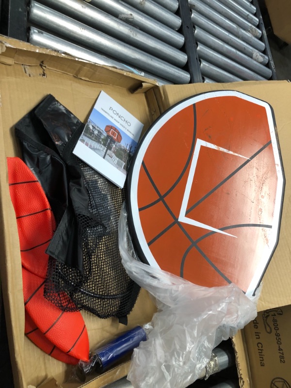 Photo 3 of  Poncho Trampoline Basketball Hoop with 2 Mini Ball and Pump Included, for Dunk,Easy to Assemble Metal Rim Fit for Most Types of Trampoline Poles Came with Foam Protection
