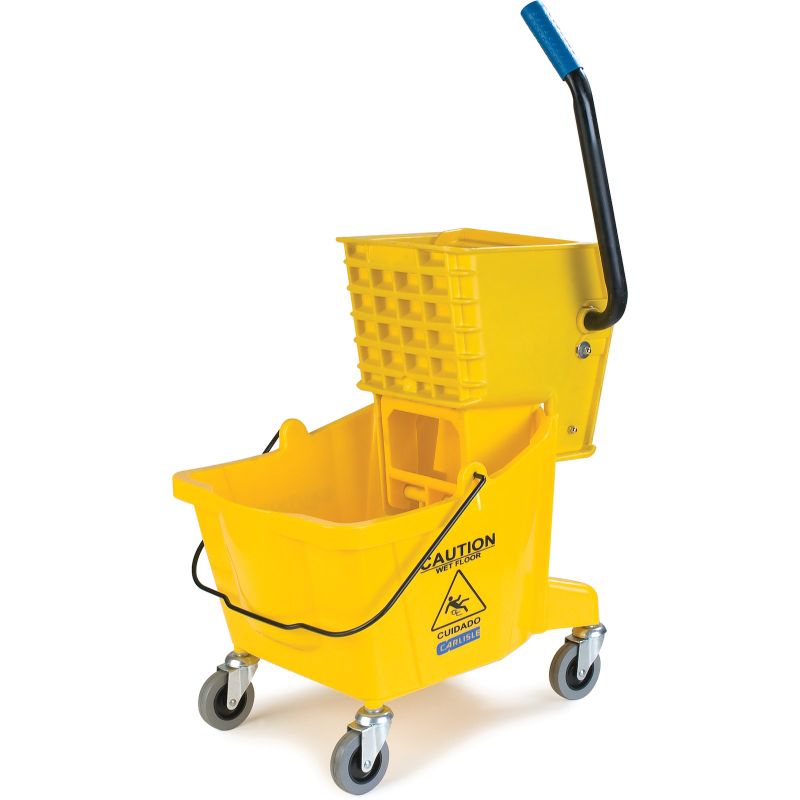 Photo 1 of 3690804 - Commercial Mop Bucket with Side-Press Wringer 26 Quart - Yellow
