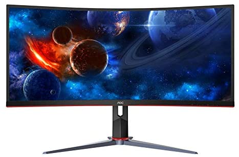 Photo 1 of AOC CQ34G2 Super Curved Frameless Gaming Monitor, UltraWide FHD 2560x1080, 1500R VA Panel, 1ms MPRT, 75Hz, FreeSync, Height Adjustable, 3-Yr Zero Dead Pixels Black/Silver
