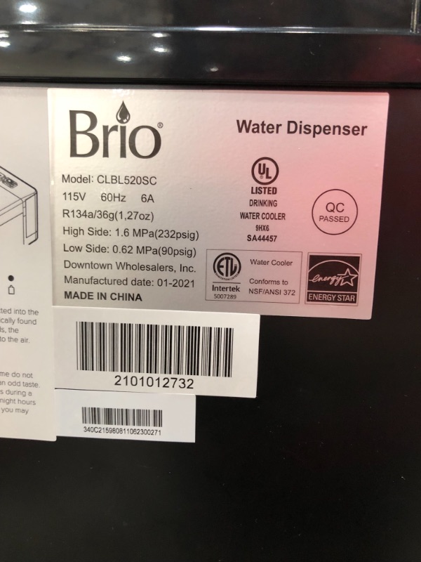 Photo 7 of ***PARTS ONLY/NEEDS REPAIR*** Brio Self Cleaning Bottom Loading Water Cooler Water Dispenser – Limited Edition - 3 Temperature Settings - Hot, Cold & Cool Water - UL/Energy Star Approved
