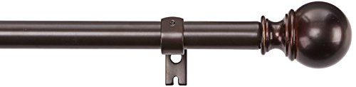 Photo 1 of Amazon Basics 1-Inch Curtain Rod with Round Finials and Curtain Holdbacks - 72 to 144 Inch, Dark Bronze (Espresso)
