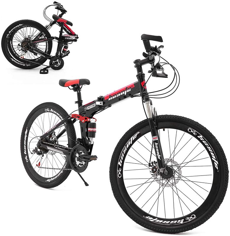 Photo 1 of **PARTS ONLY ** hosote 26 Inch Folding Mountain Bike, Full Suspension 21 Speed High-Tensile Carbon Steel Frame MTB with Dual Disc Brake for Men and Women
