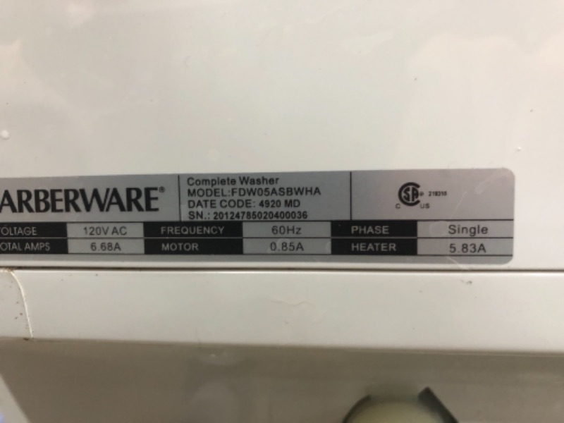 Photo 2 of Farberware FDW05ASBWHA Complete Portable Countertop Dishwasher with 5-Liter Built-in Water Tank, 5 Programs, Baby Care, Glass & Fruit Wash-Black/White
