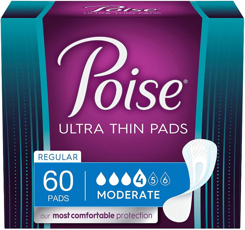 Photo 1 of Poise Ultra Thin Incontinence Pads for Women, Moderate Absorbency, Regular Length, 144 Count (Packaging May Vary)
