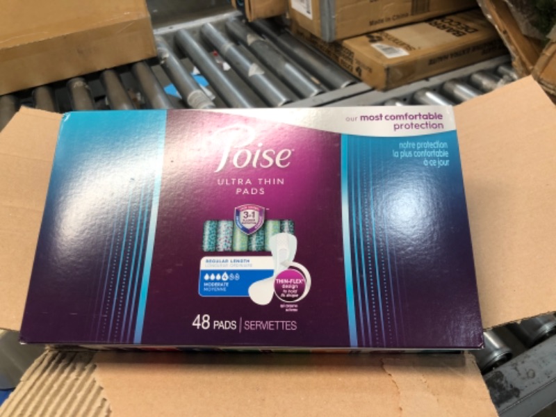 Photo 3 of Poise Ultra Thin Incontinence Pads for Women, Moderate Absorbency, Regular Length, 144 Count (Packaging May Vary)
