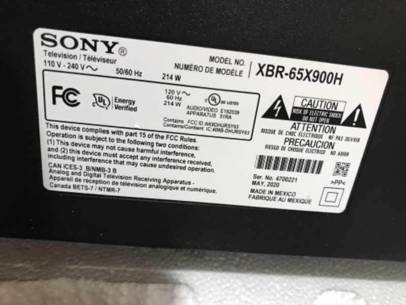 Photo 2 of NON-FUNCTIONAL 
Sony 65" Class 4K UHD LED Android Smart TV HDR BRAVIA 900H Series XBR65X900H