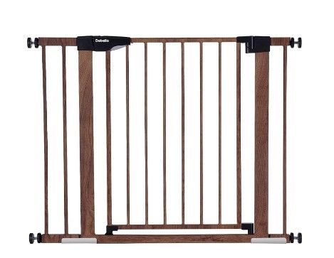 Photo 1 of Babelio Metal Baby Gate with Wood Pattern, 29-40" Easy Install Pressure Mounted Dog Gate, No Drilling, No Tools Required, Ideal for Stairs and Doorways, with Wall Protectors and Extenders
