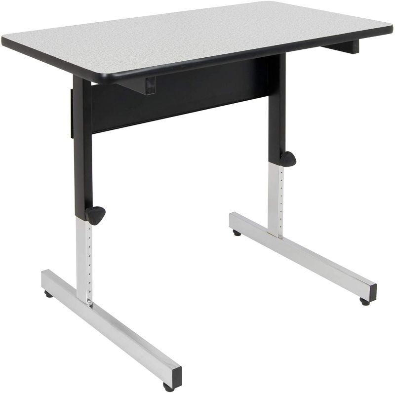 Photo 1 of Calico Designs Adapta Height Adjustable Office Desk, All-Purpose Utility Table, Sit to Stand up Desk Home Computer Desk, 23" - 32" in Powder Coated Black Frame and 1" Thick Grey Top, 36 Inch
