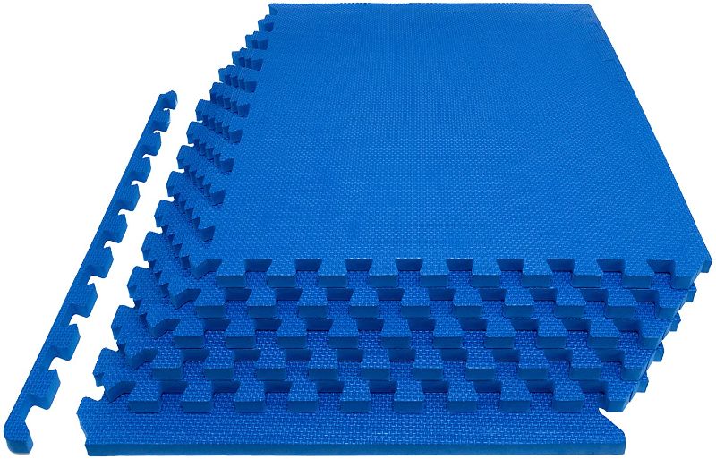 Photo 1 of Prosource Extra Thick Puzzle Exercise Mat, 1", Eva Foam Interlocking Tiles, Blue