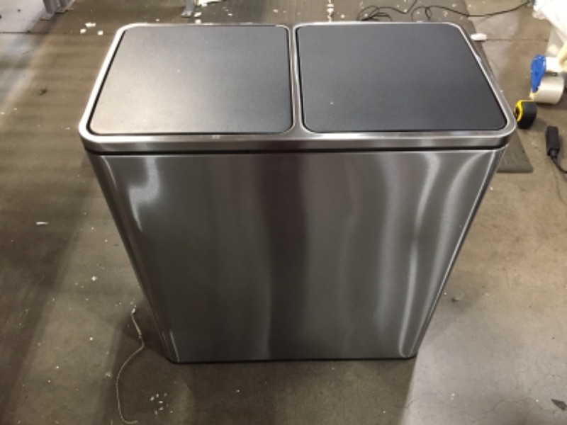 Photo 2 of 16 Gallon Step Trash Can, Double Recycle Pedal Bin, 2x30L Garbage Bin, Silver