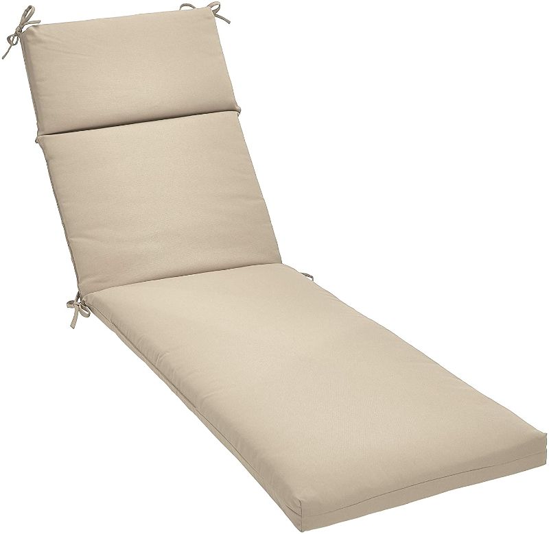 Photo 1 of Amazon Basics Outdoor Lounger Patio Cushion - Khaki,  Measures 72.5 by 21 by 3 inches (LxWxH)