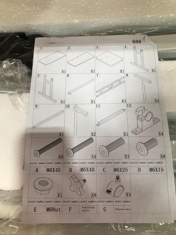 Photo 5 of Size: 43 x 24 inch, Standing Desk,, Three-Piece Table Top, White, DESK **display picture used for reference only**