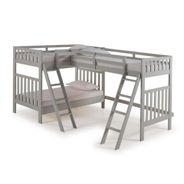 Photo 1 of Aurora Dove Gray Twin Over Twin Bunk Bed with Third Bunk Extension
**BOX 3 OF 3, MISSING OTHER BOXES**