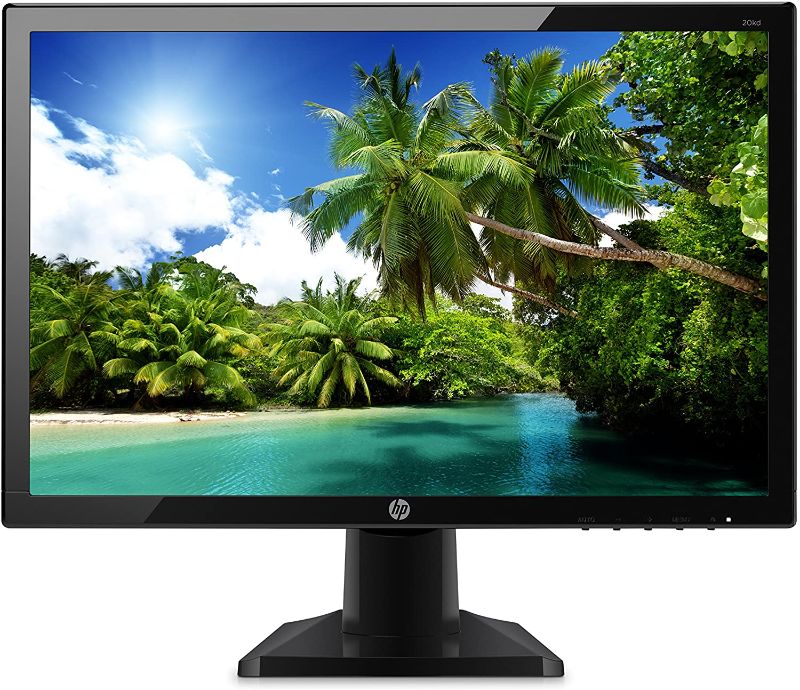 Photo 1 of HP 20kd 19.5-Inch IPS Monitor with LED Backlight, Tilt, VGA and DVI-D Ports (Black, T3U83AA)  TESTED AND FUNCTIONS