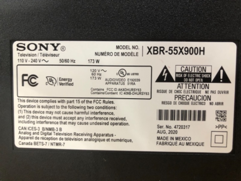 Photo 5 of Sony X900H 55-inch TV: 4K Ultra HD Smart LED TV with HDR, Game Mode for Gaming, and Alexa Compatibility - 2020 Model TESTED AND FUNCTIONS