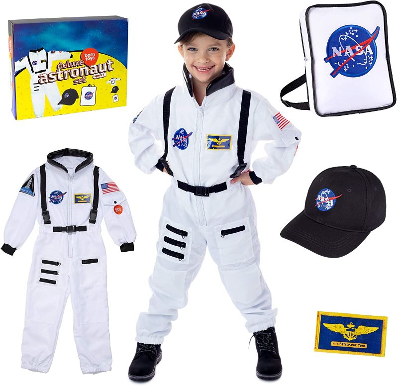 Photo 1 of Born Toys Astronaut Costume for Kids & Space Toys Includes Kids Space Suit, Kids NASA Hat, NASA Backpack - Toddler Dress Up & Pretend Play for Ages 3-7 Perfect Kids Astronaut Costumes for Boys & Girls