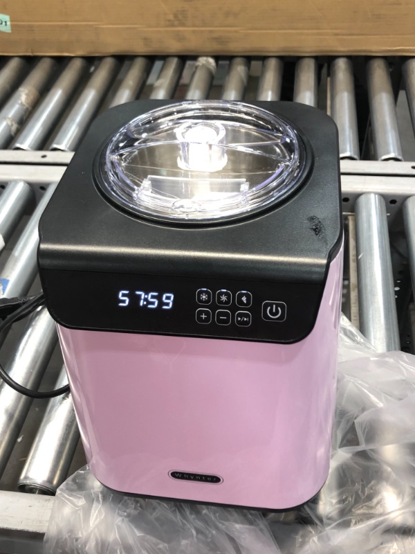 Photo 2 of Whynter ICM-128BPS Upright Automatic Ice Cream Maker 1.28 Quart Capacity with Built-in Compressor, no pre-freezing, LCD Digital Display, Timer, with Stainless Steel Bowl Limited Black Pink Edition TESTED AND FUNCTIONS
